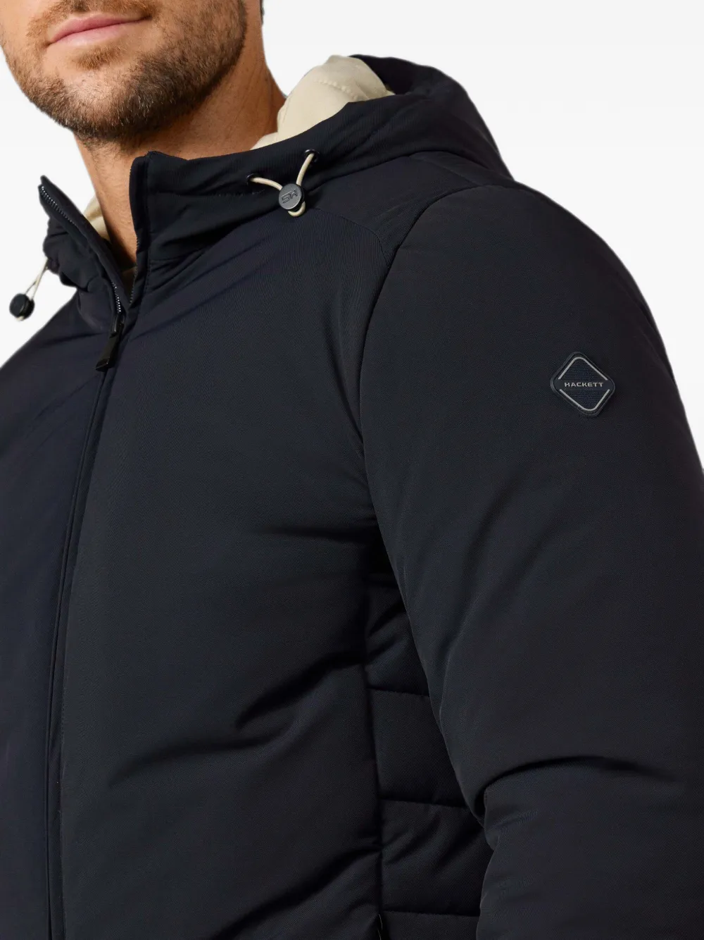 Hackett London Gevoerd jack met capuchon Blauw