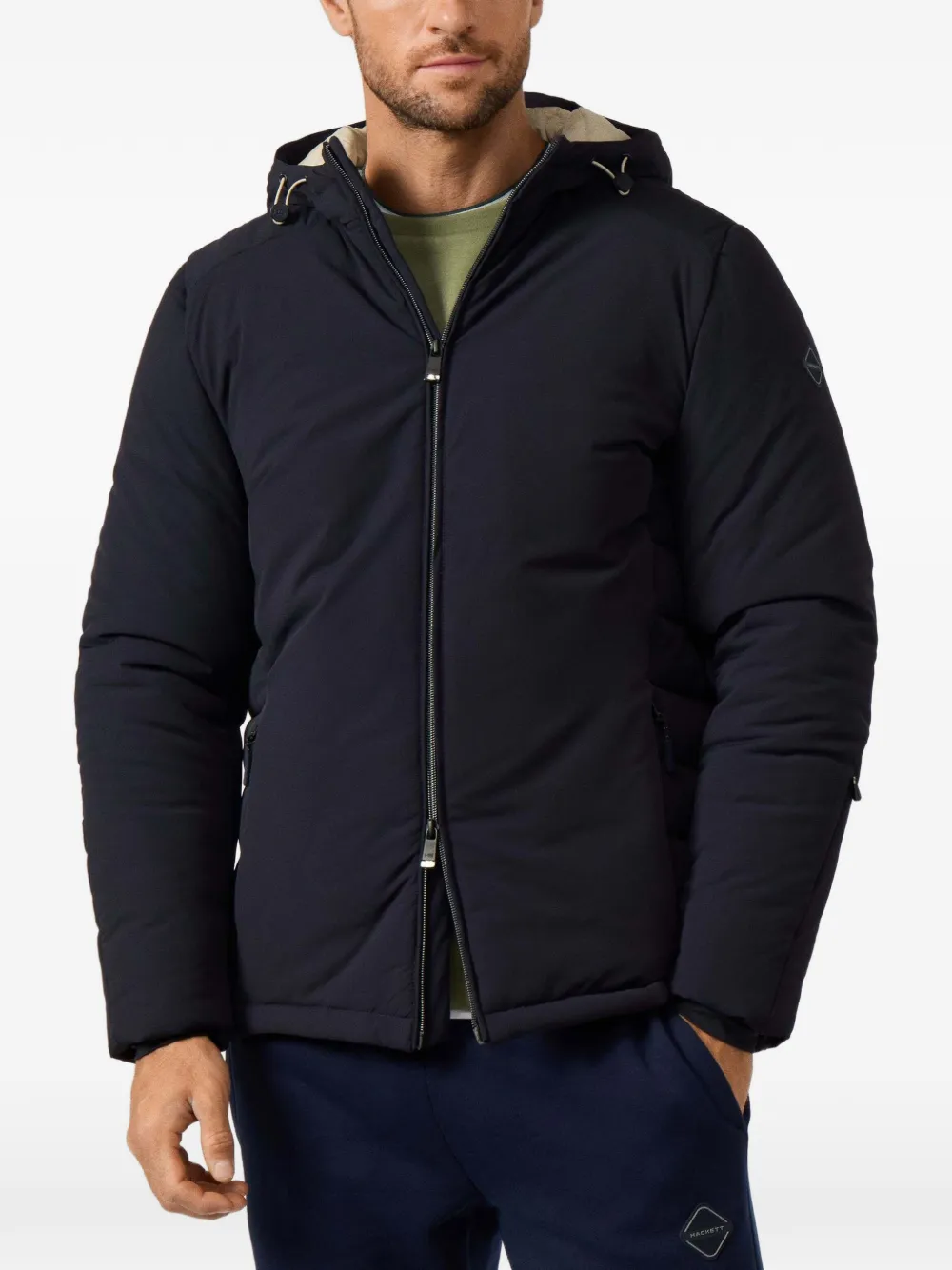 Hackett London Gevoerd jack met capuchon Blauw
