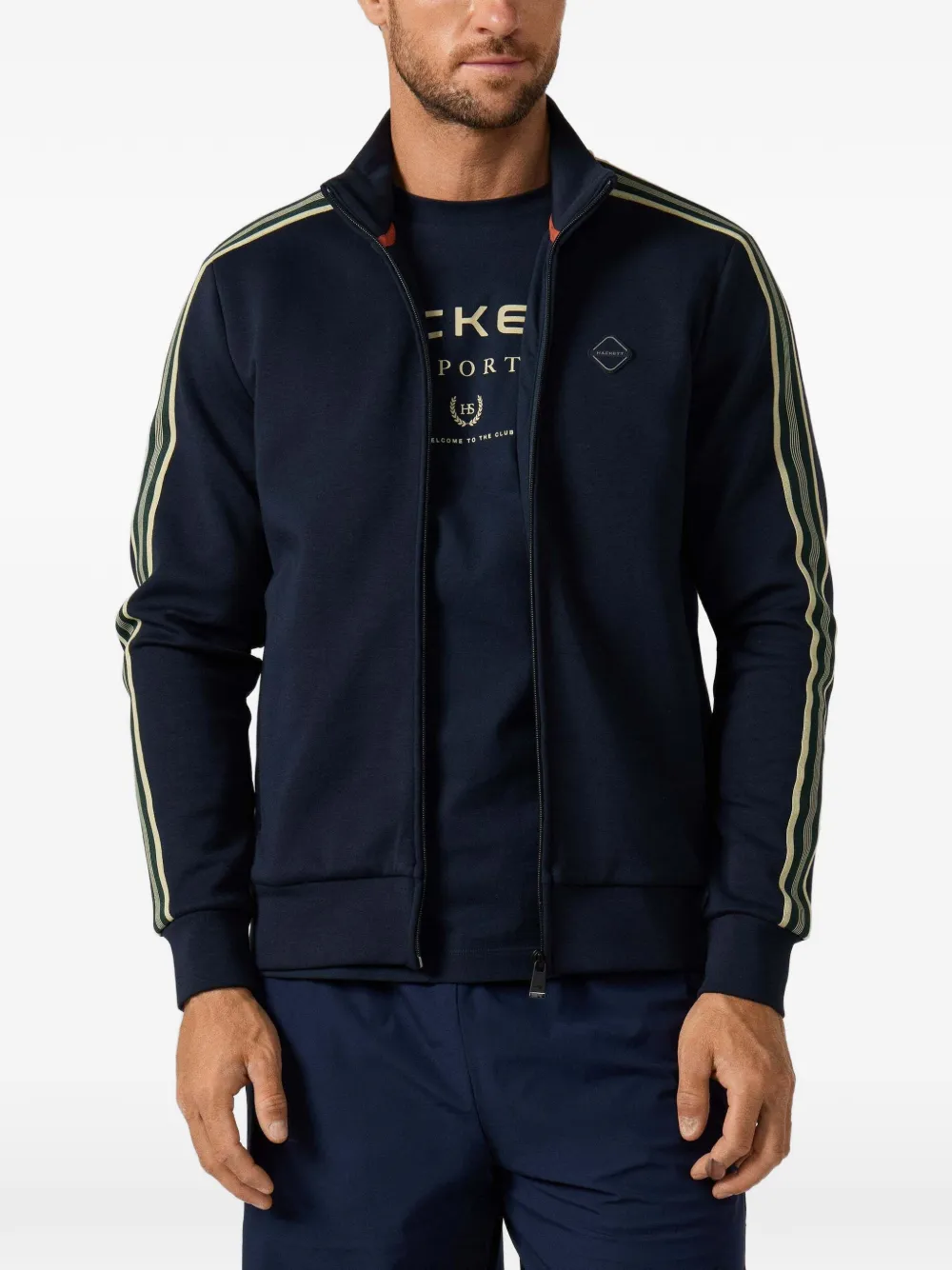 Hackett London Sweater met zijstreep Blauw