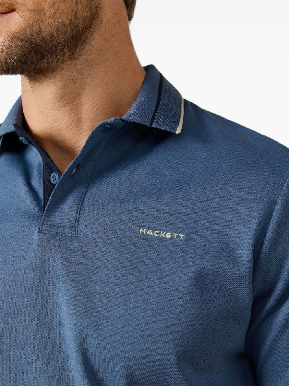 Hackett London Poloshirt met gekanteld detail Blauw