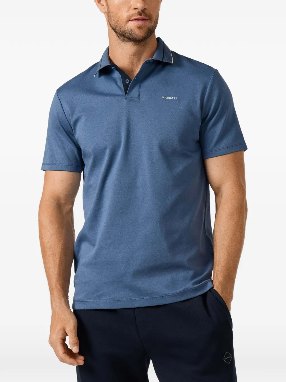 Hackett London Poloshirt met gekanteld detail Blauw