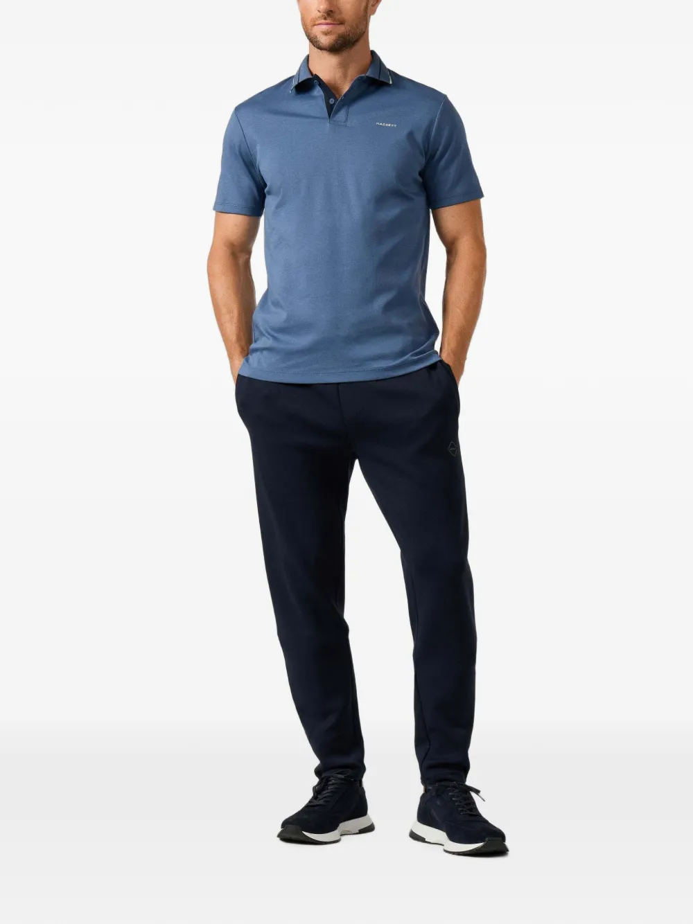 Hackett London Poloshirt met gekanteld detail Blauw