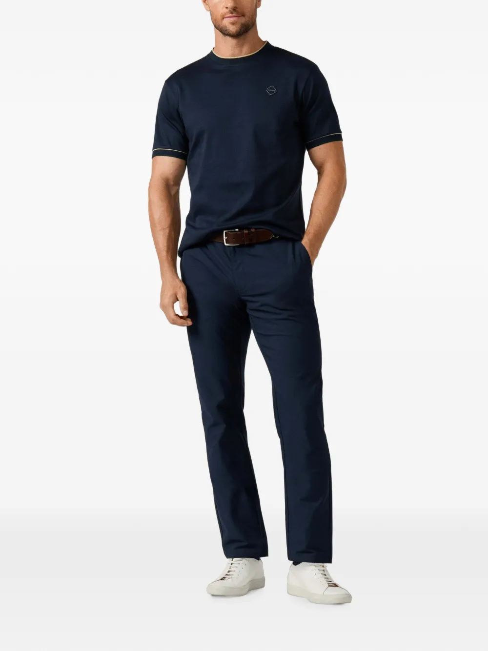 Hackett London T-shirt met logo-patch en afwerking Blauw