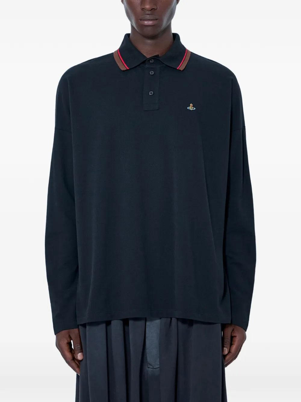 Vivienne Westwood embroidered long-sleeve polo shirt - Nero