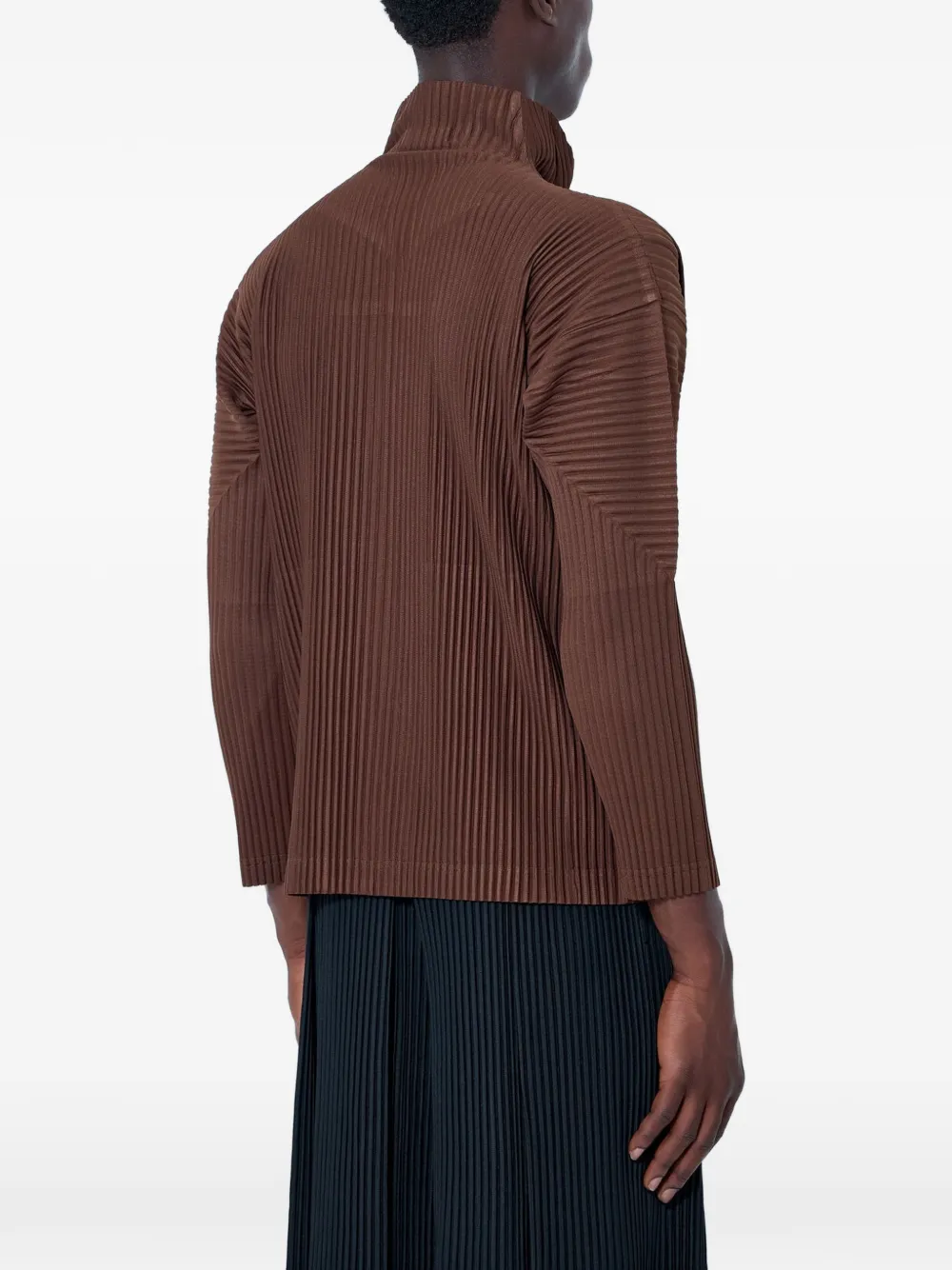 Homme Plissé Issey Miyake Colour Pleats 2 jack met hoge hals Bruin