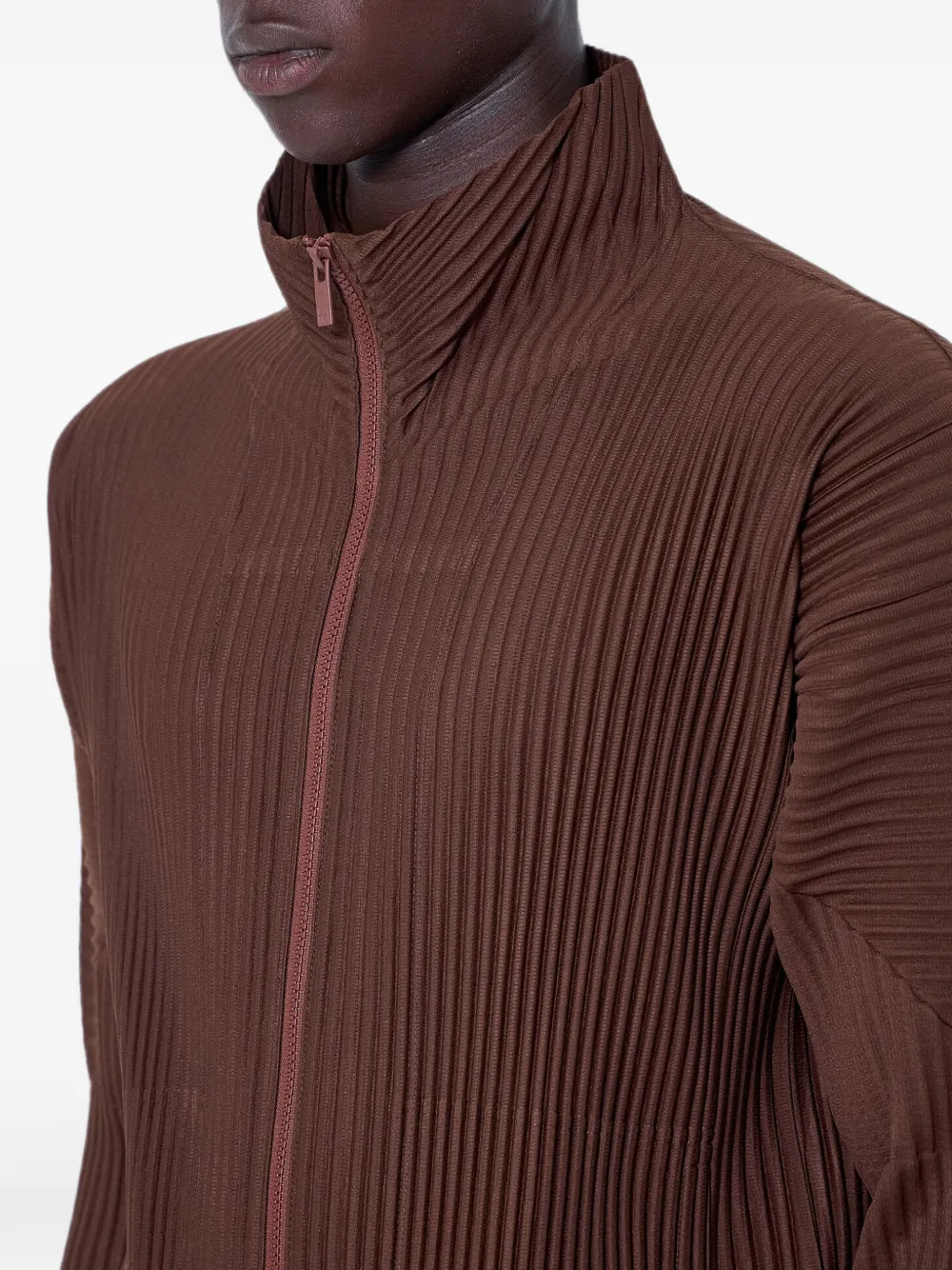 Homme Plissé Issey Miyake Colour Pleats 2 jack met hoge hals Bruin