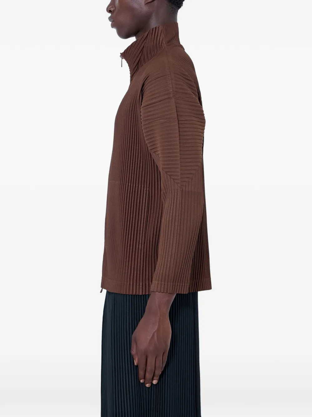 Homme Plissé Issey Miyake Colour Pleats 2 jack met hoge hals Bruin