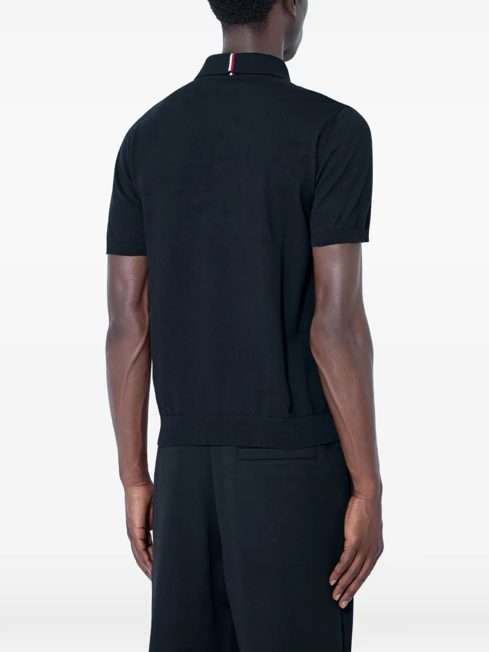 Moncler Gebreid katoenen poloshirt met logo Zwart