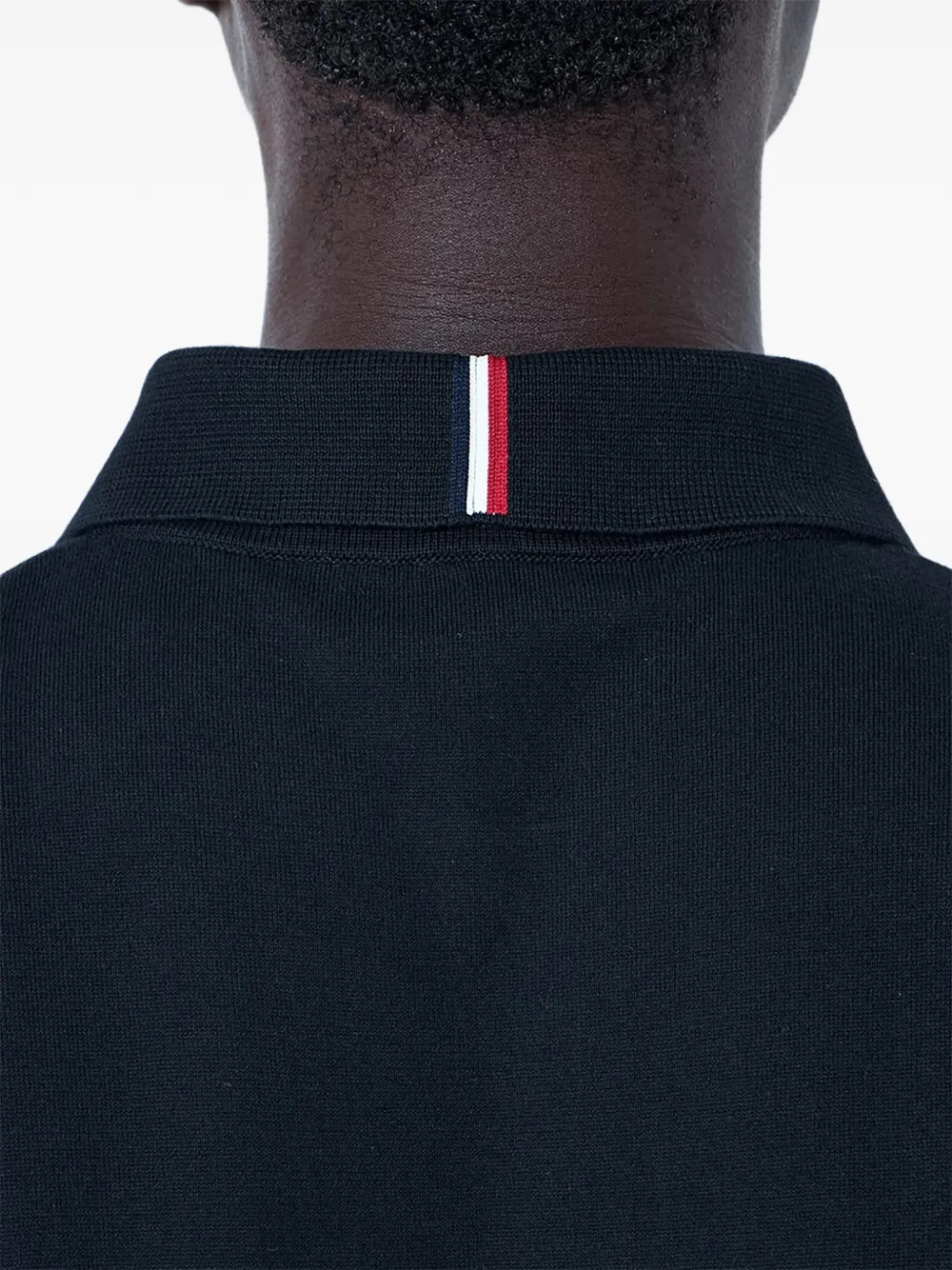 Moncler Gebreid katoenen poloshirt met logo Zwart