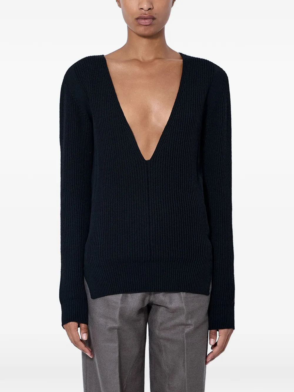 Rick Owens Maglione con scollo a V - Nero