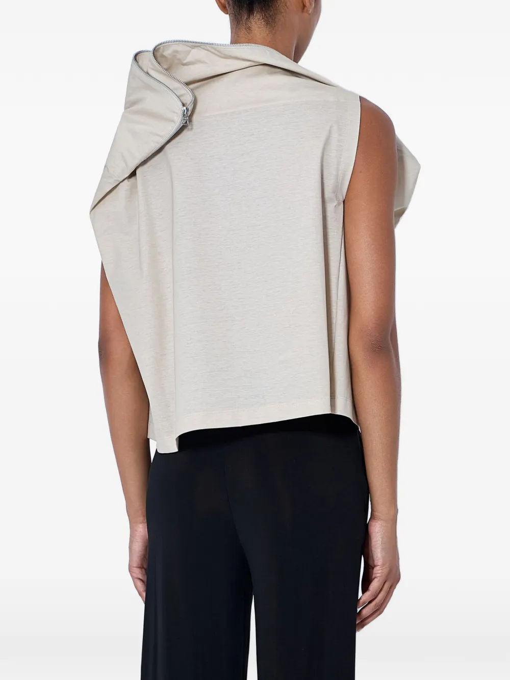 Issey Miyake Asymmetrische top met ritsdetail Beige