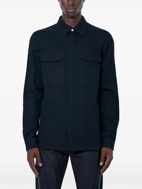 Rick Owens Overshirt with concealed front button placket.Point collarLong sleevesFlap chest pockets