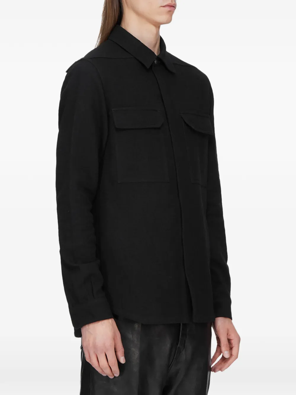 Rick Owens Overhemd met borstzak en webbing afwerking Zwart
