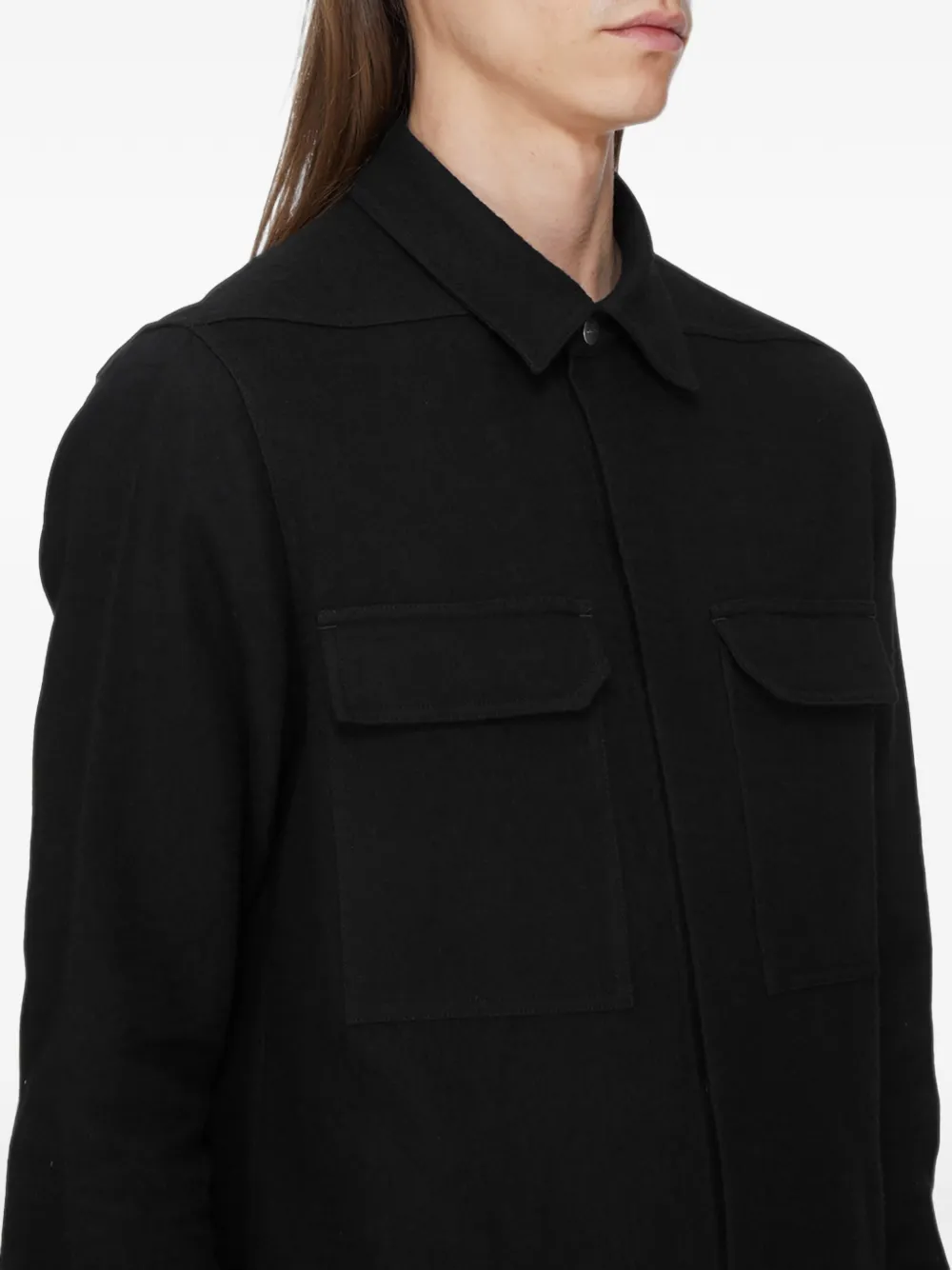 Rick Owens Overhemd met borstzak en webbing afwerking Zwart