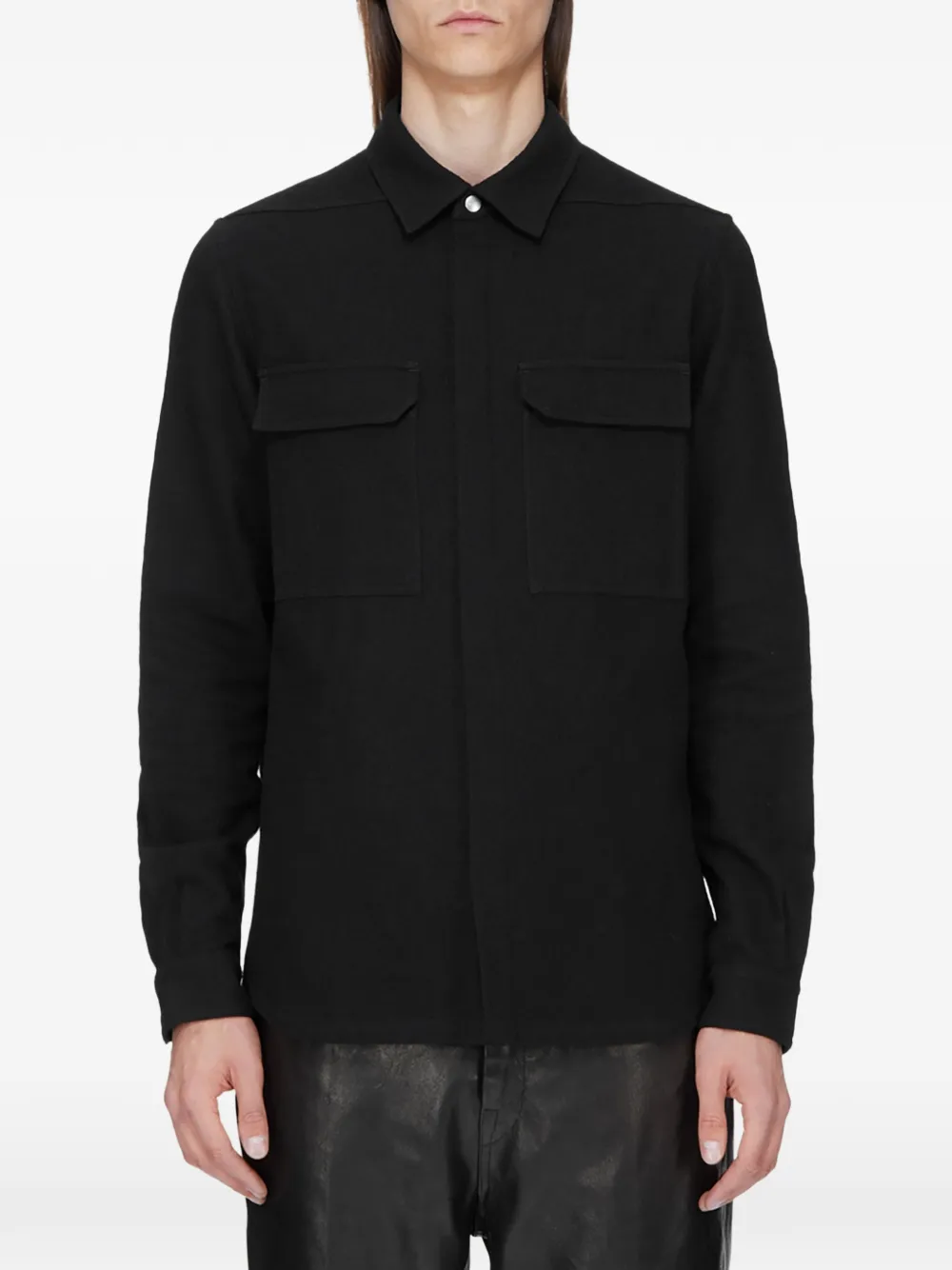 Rick Owens Overhemd met borstzak en webbing afwerking Zwart