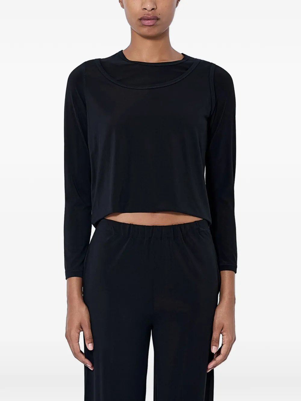Issey Miyake cropped long-sleeve crop top - Nero