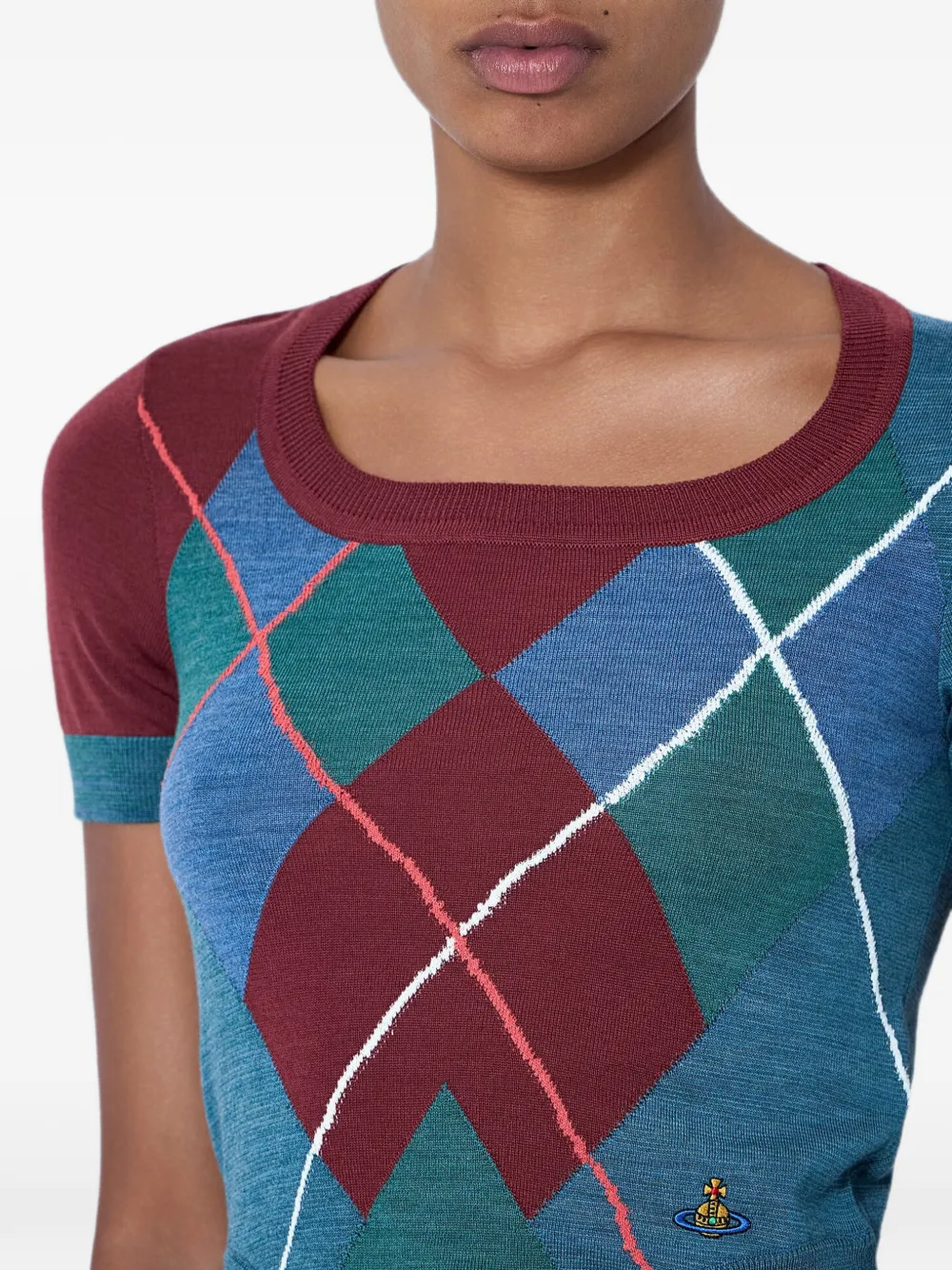 Vivienne Westwood Top met korte mouwen en argyle-patroon Blauw