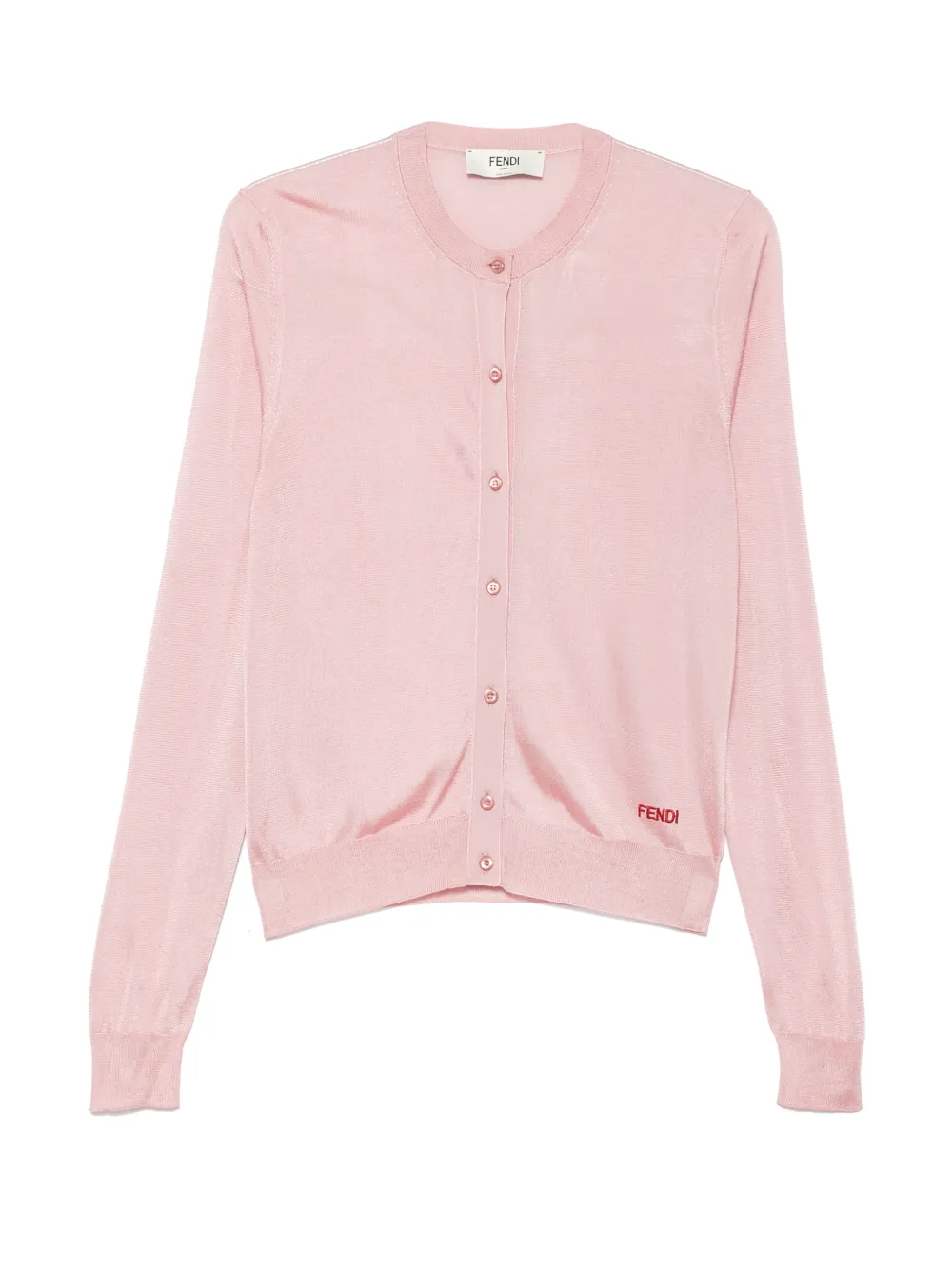 FENDI logo-embroidered button-front cardigan - Rosa