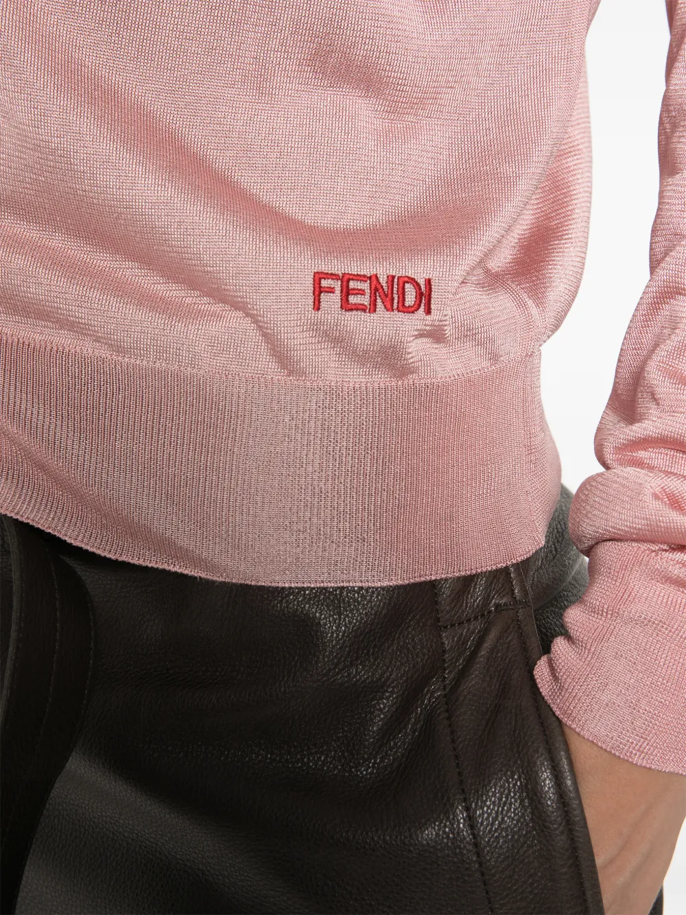 FENDI Vest met geborduurd logo Roze