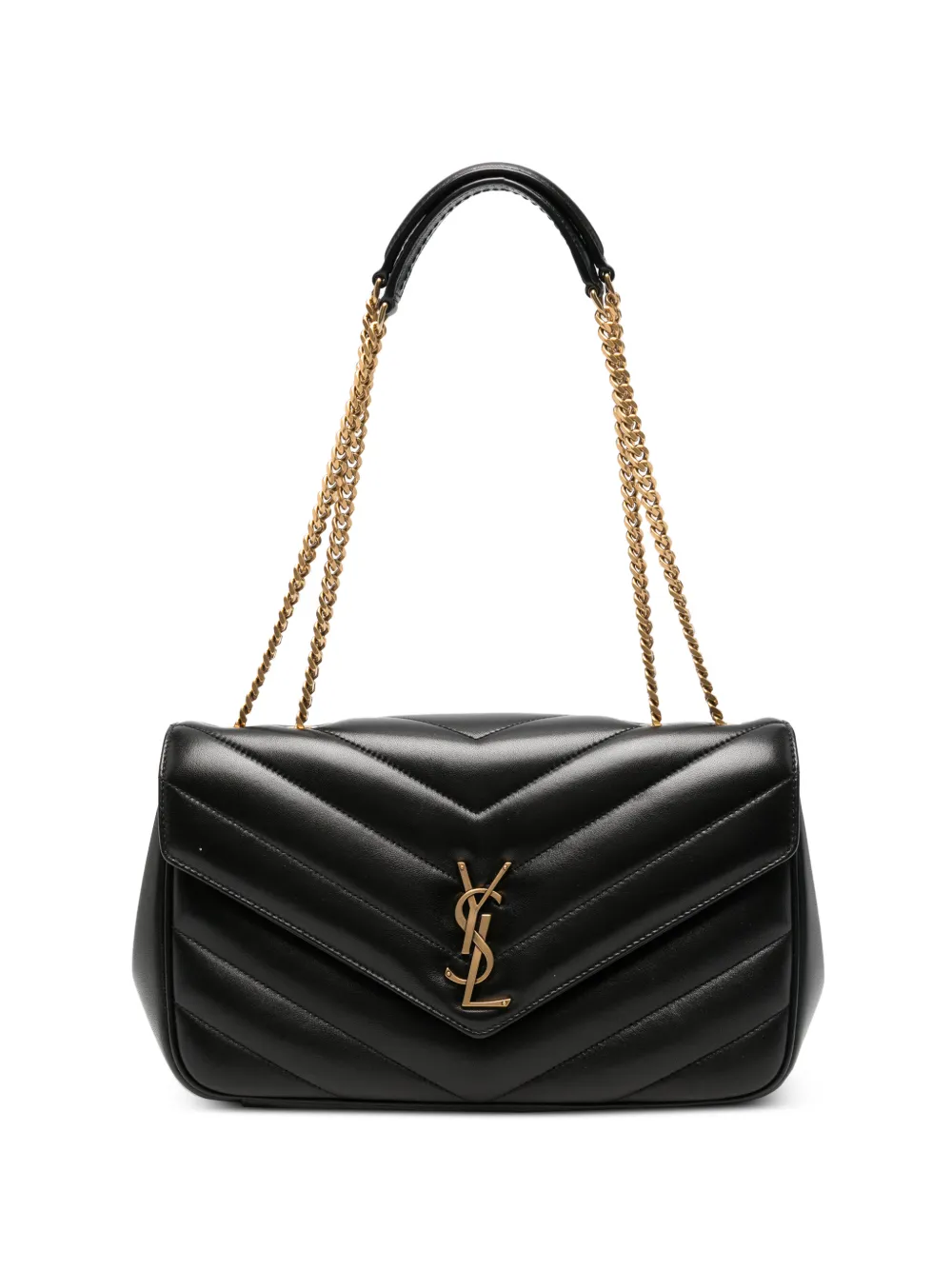 Saint Laurent Loulou medium in matelassé lambskin shoulder bag - Nero