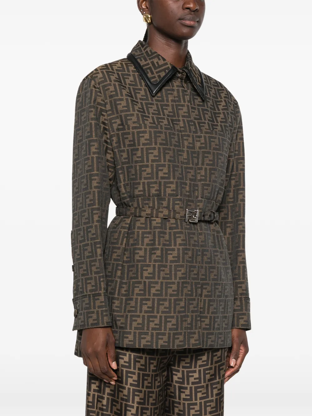 FENDI FF-logo belted jacket Bruin