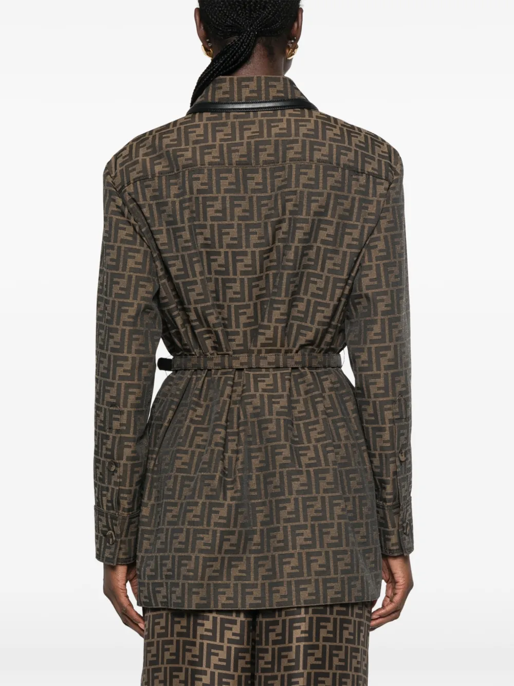 FENDI FF-logo belted jacket Bruin