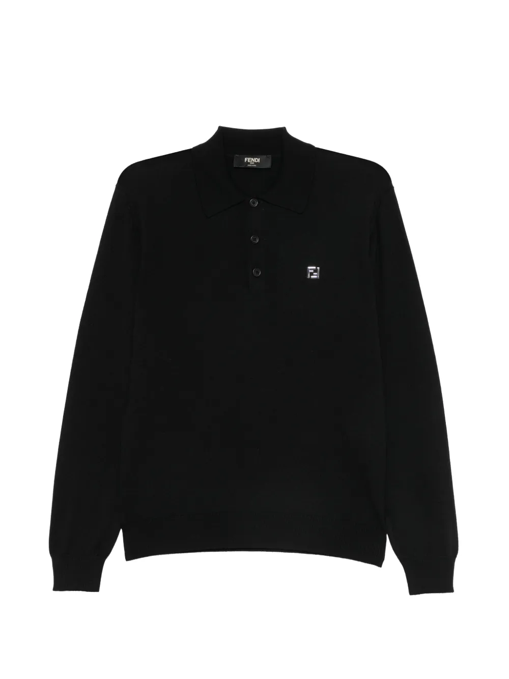 FENDI Camicia a maniche lunghe con placca logo - Nero