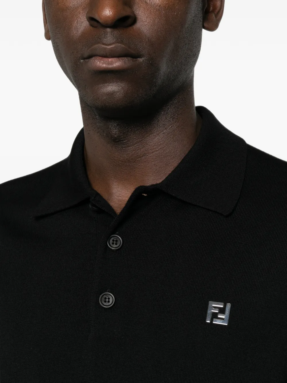 FENDI Poloshirt met FF-logoplakkaat Zwart