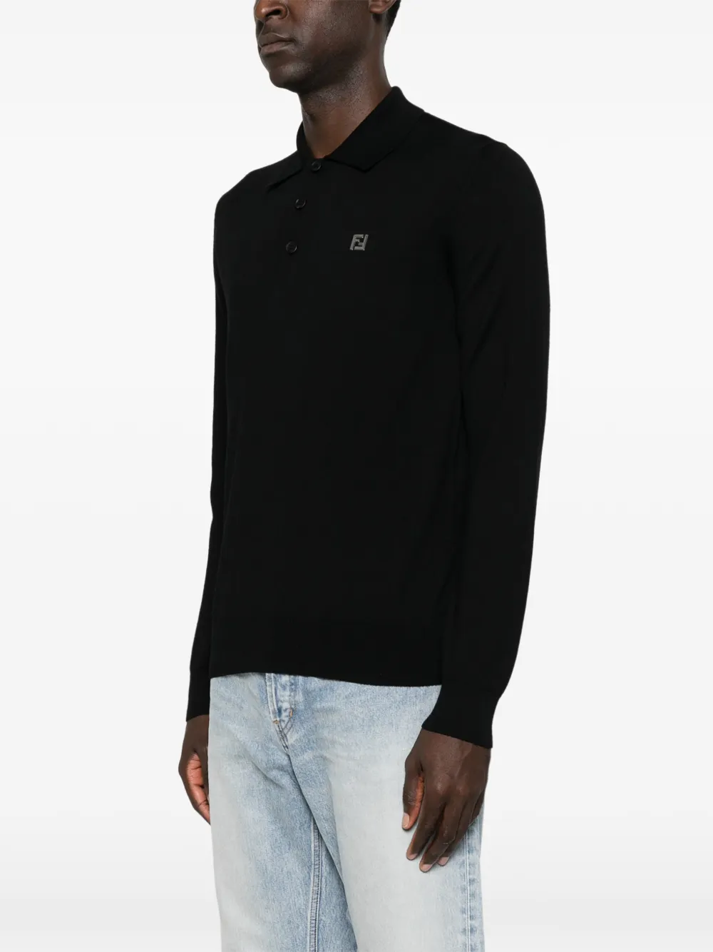 FENDI Poloshirt met FF-logoplakkaat Zwart