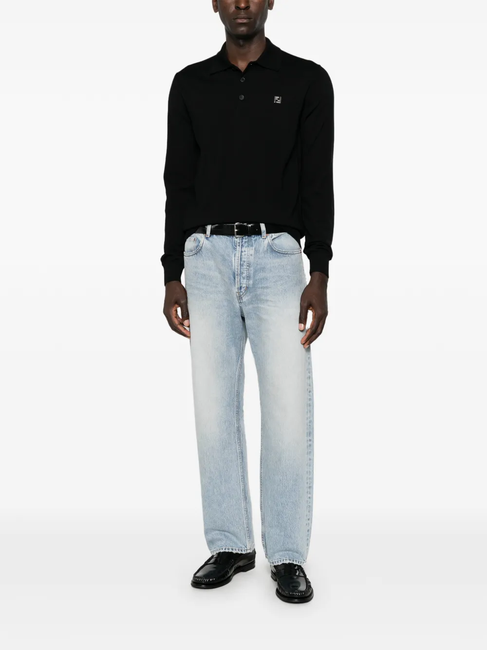 FENDI Poloshirt met FF-logoplakkaat Zwart