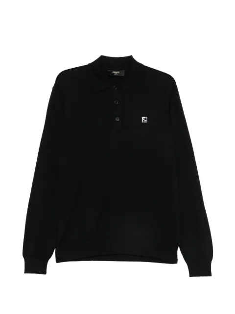 FENDI long-sleeve FF-plaque polo shirt