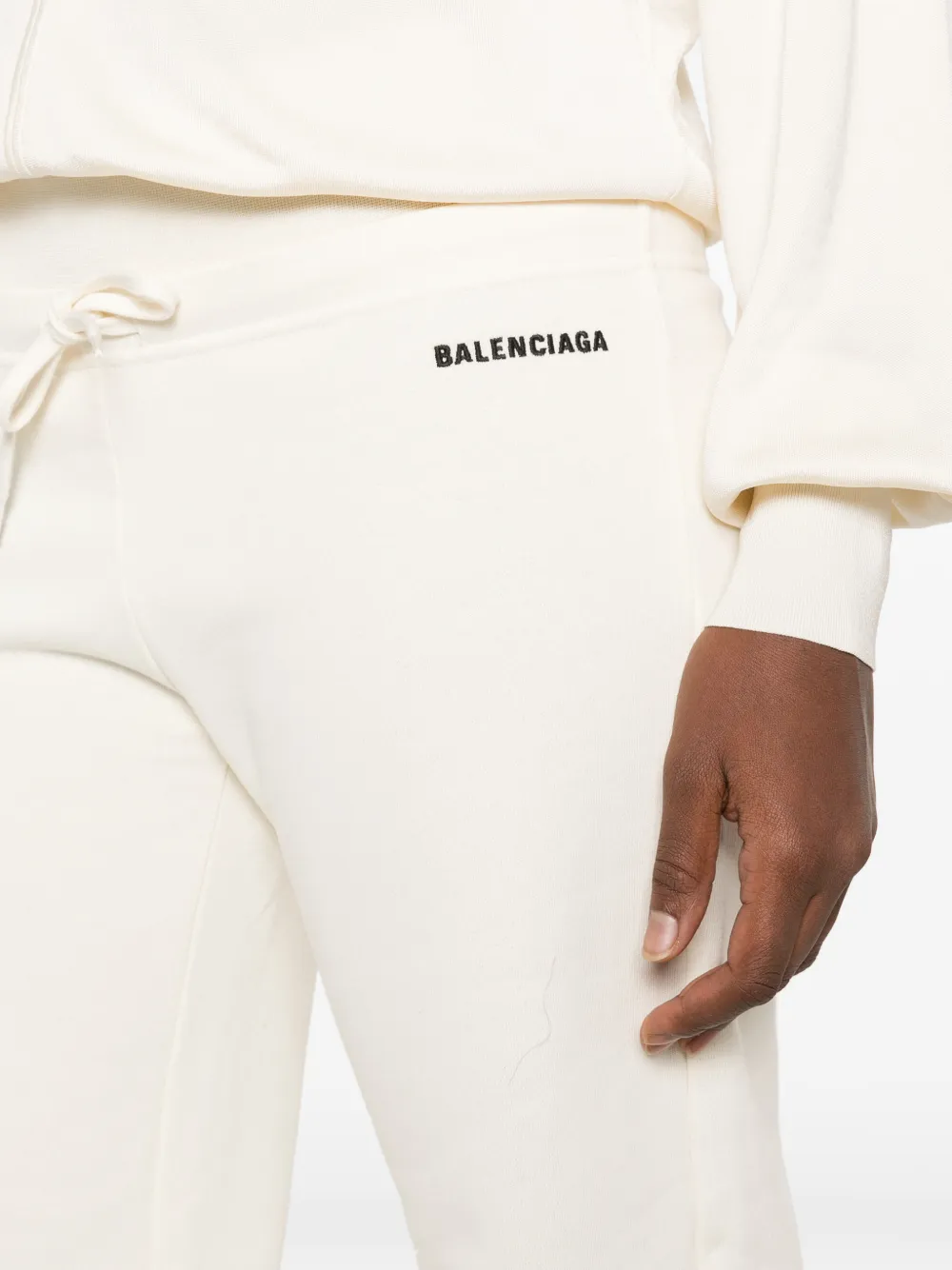 Balenciaga back low waist sweatpants in cream Beige