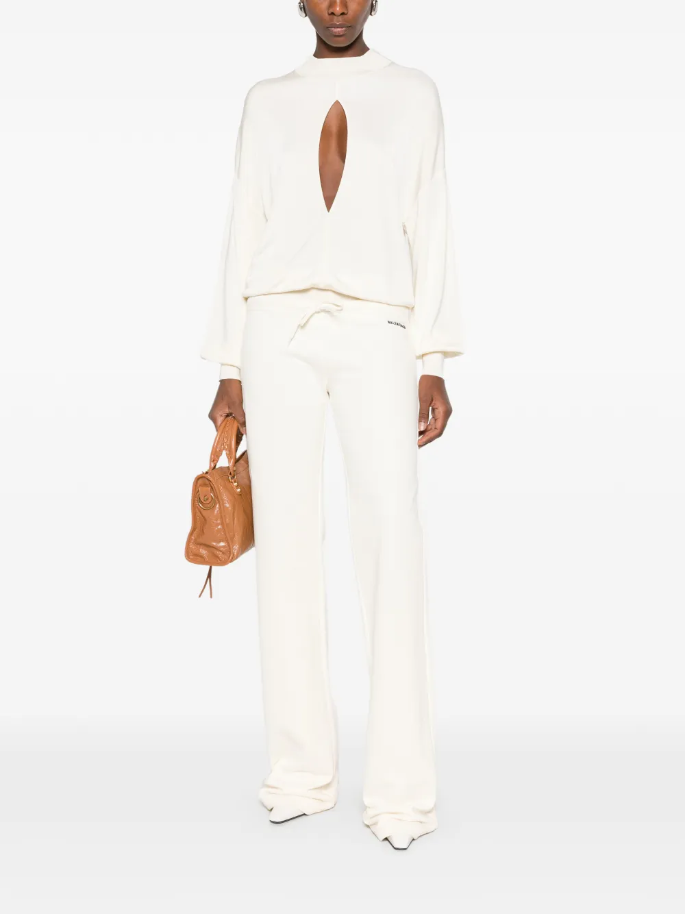 Balenciaga back low waist sweatpants in cream Beige