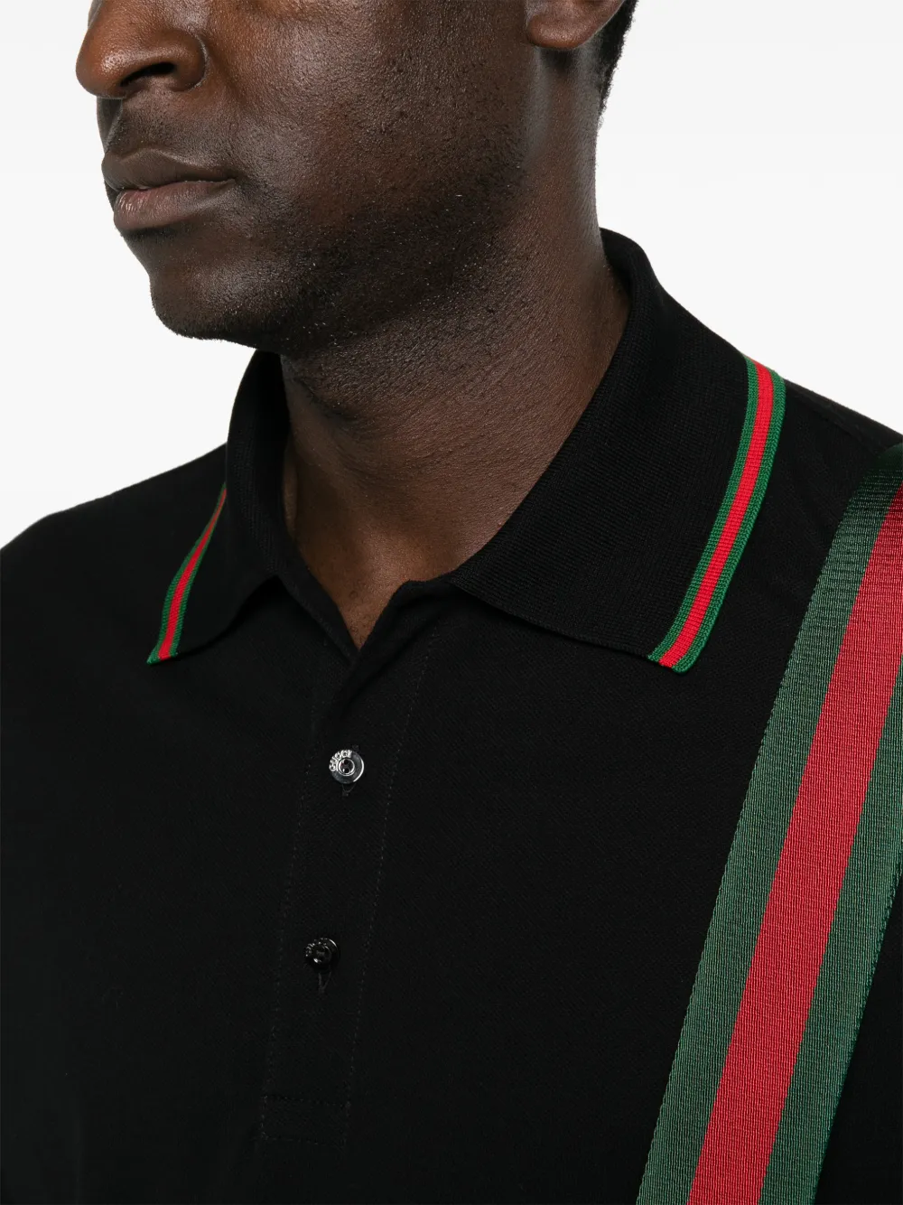 Gucci Poloshirt met Web-afwerking Zwart