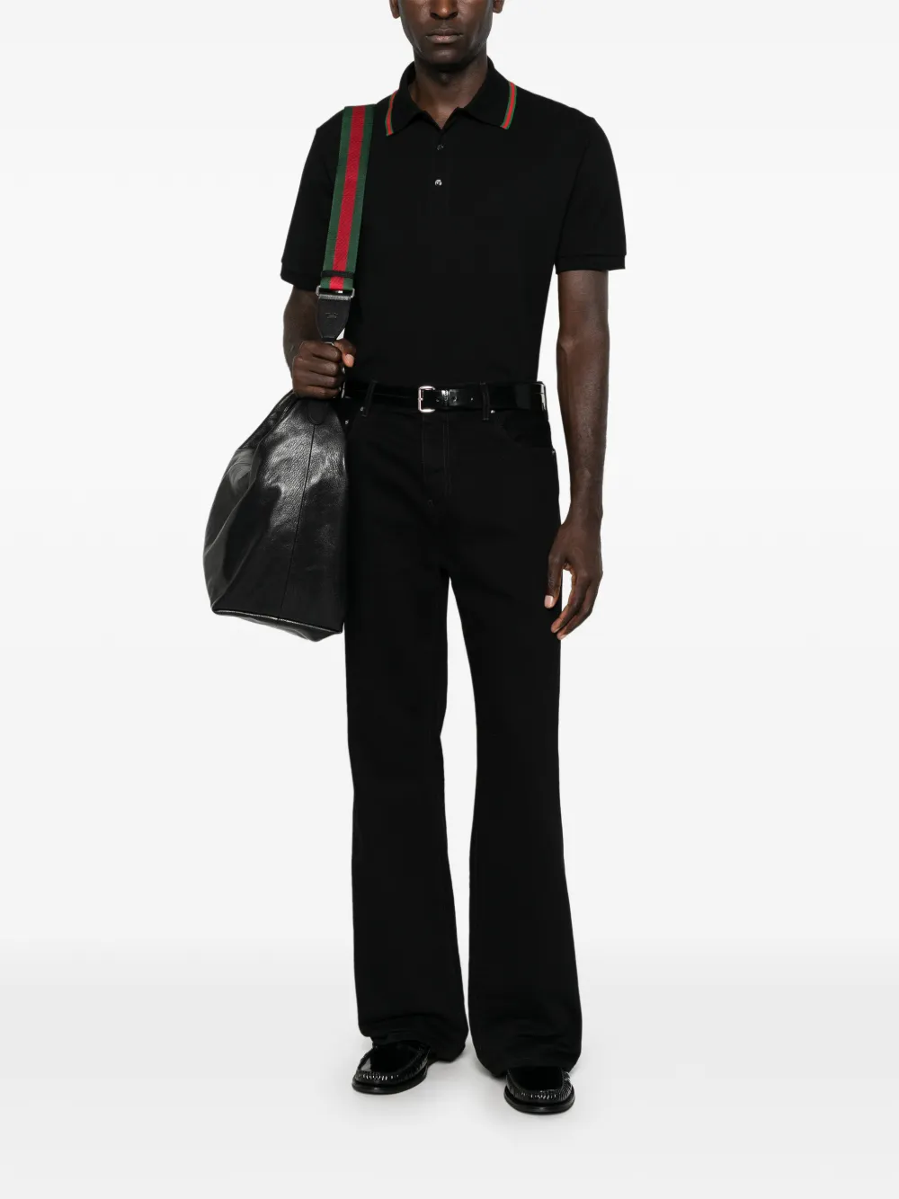 Gucci Poloshirt met Web-afwerking Zwart