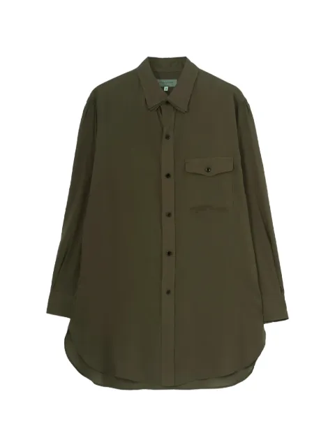 Yohji Yamamoto Lawn triple collar curved-hem long-sleeve shirt