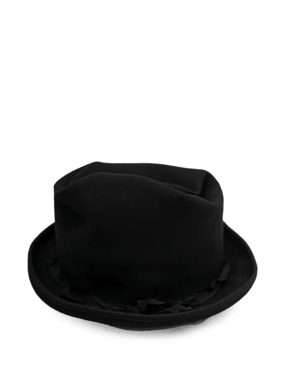 Yohji Yamamoto ruffled-trim fedora hat - Nero