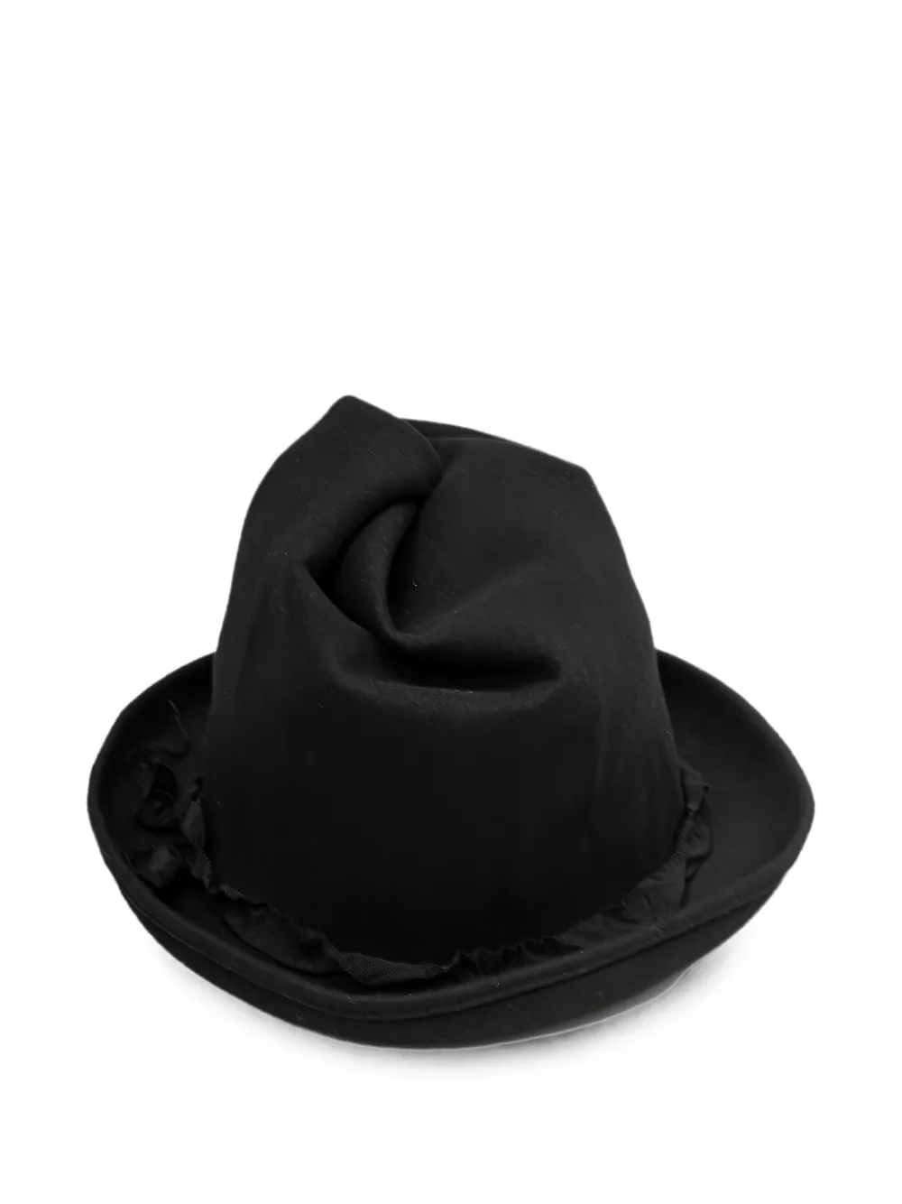 Yohji Yamamoto Fedora hoed met ruches Zwart