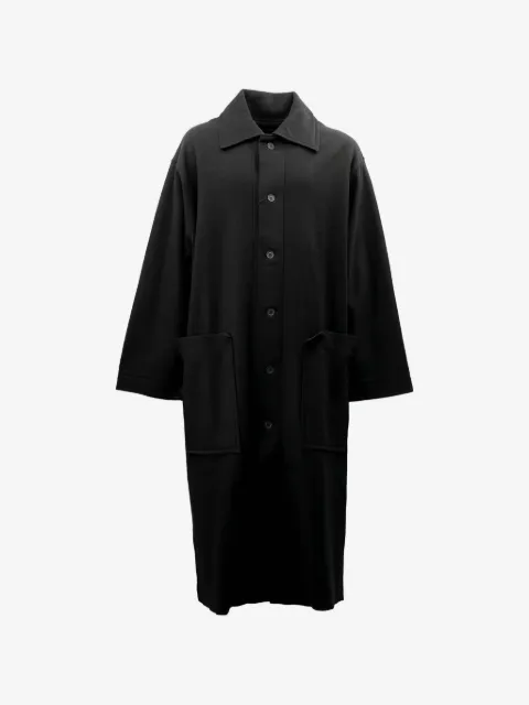 Yohji Yamamoto abrigo con bolsillo con botón y bolsillo de parche