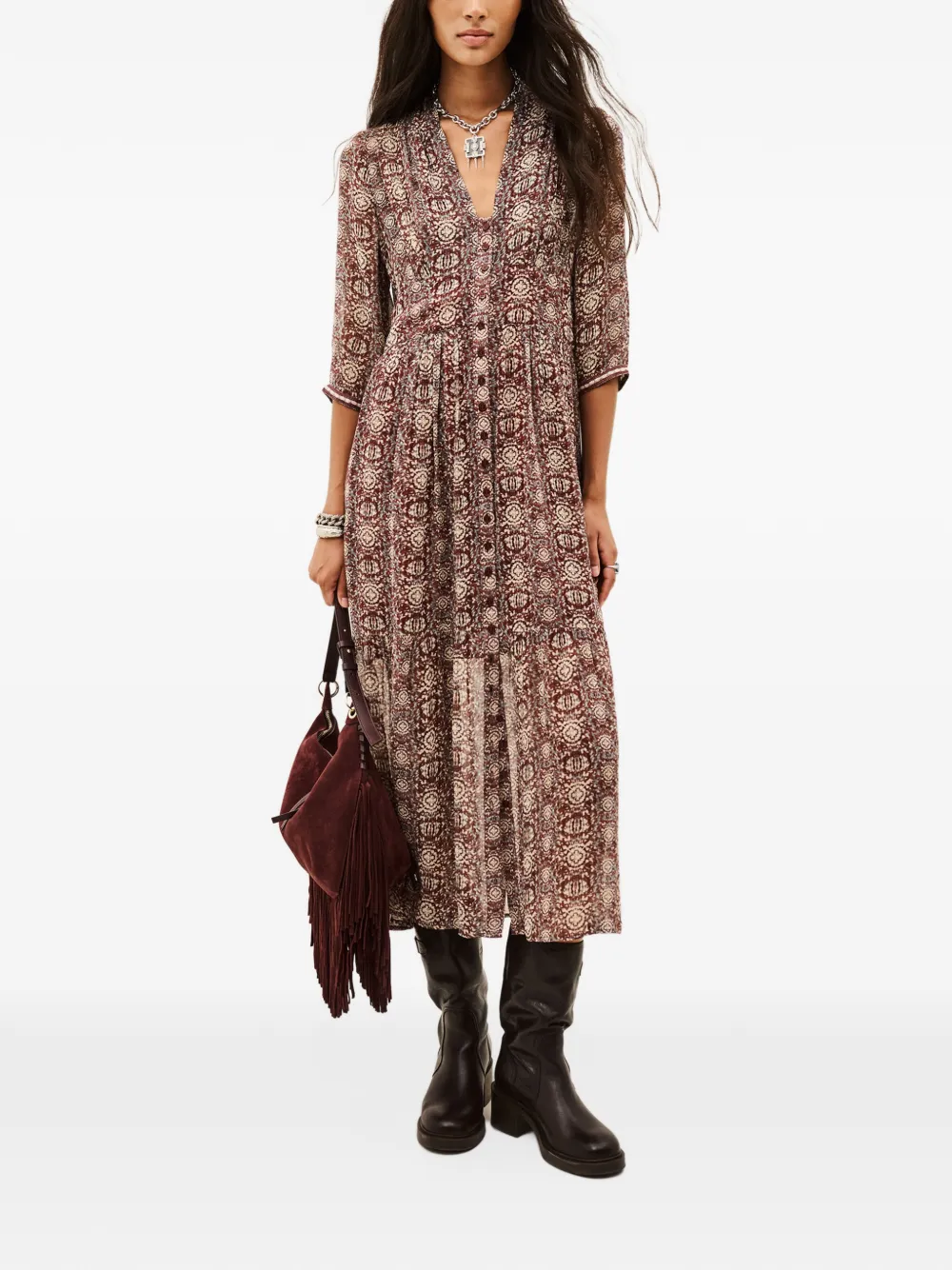 Ba&Sh Maxikleid mit Print - Rot