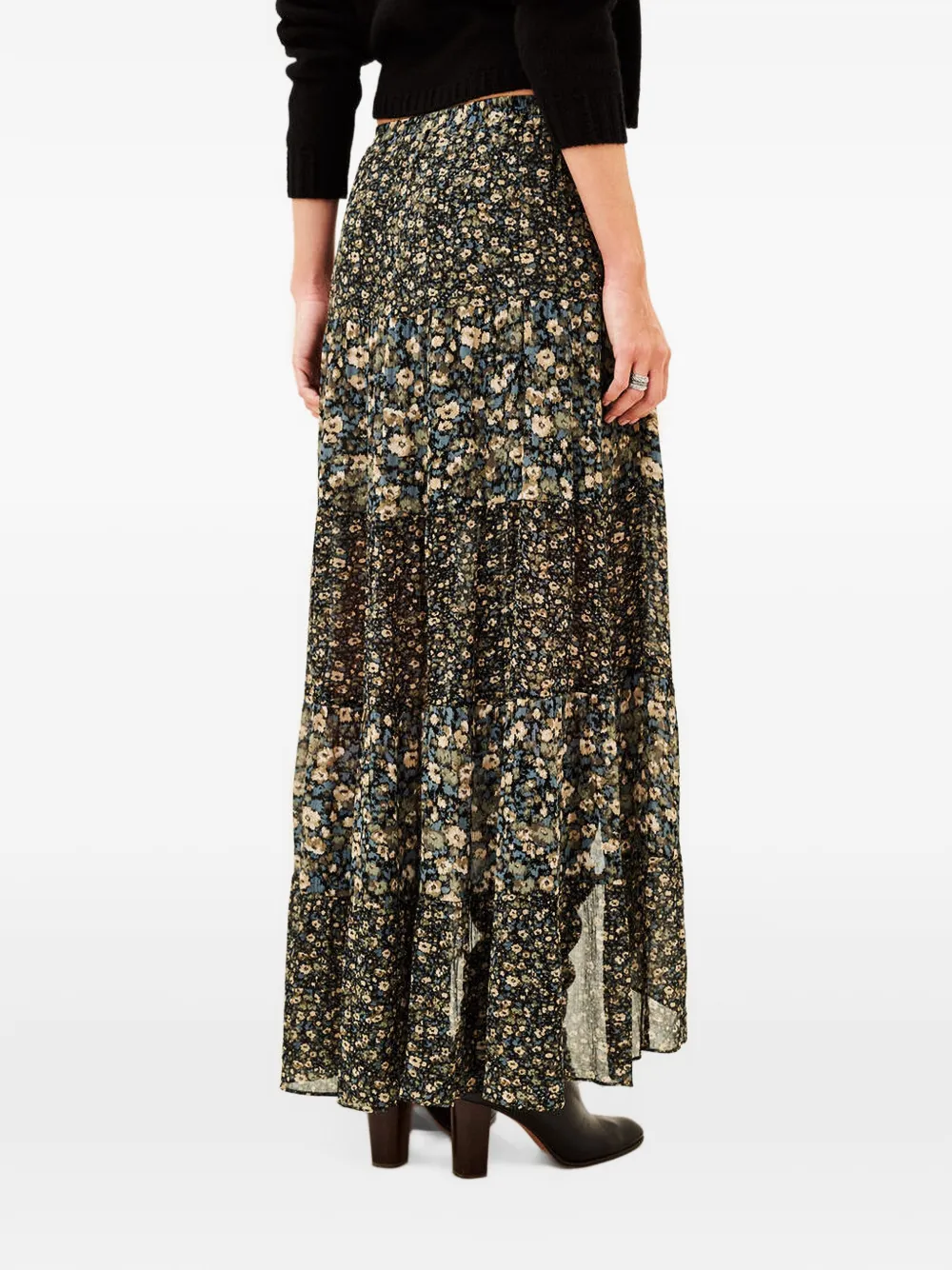 Ba&Sh Kara floral-print tiered maxi skirt Zwart