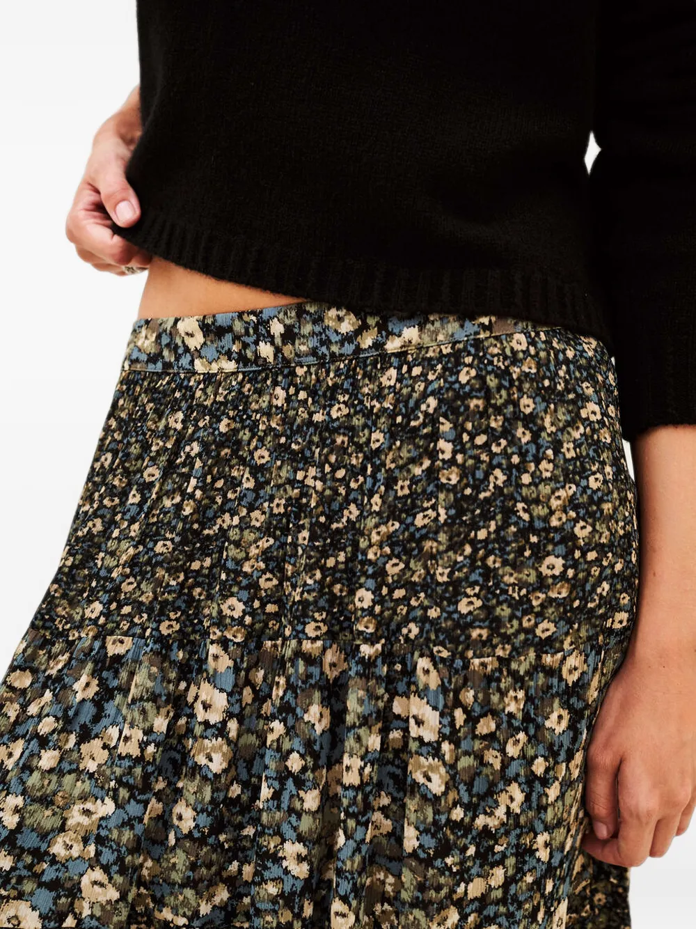 Ba&Sh Kara floral-print tiered maxi skirt Zwart