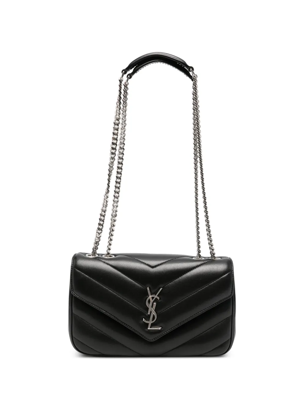 Saint Laurent Loulou small in matelassé lambskin shoulder bag - Nero