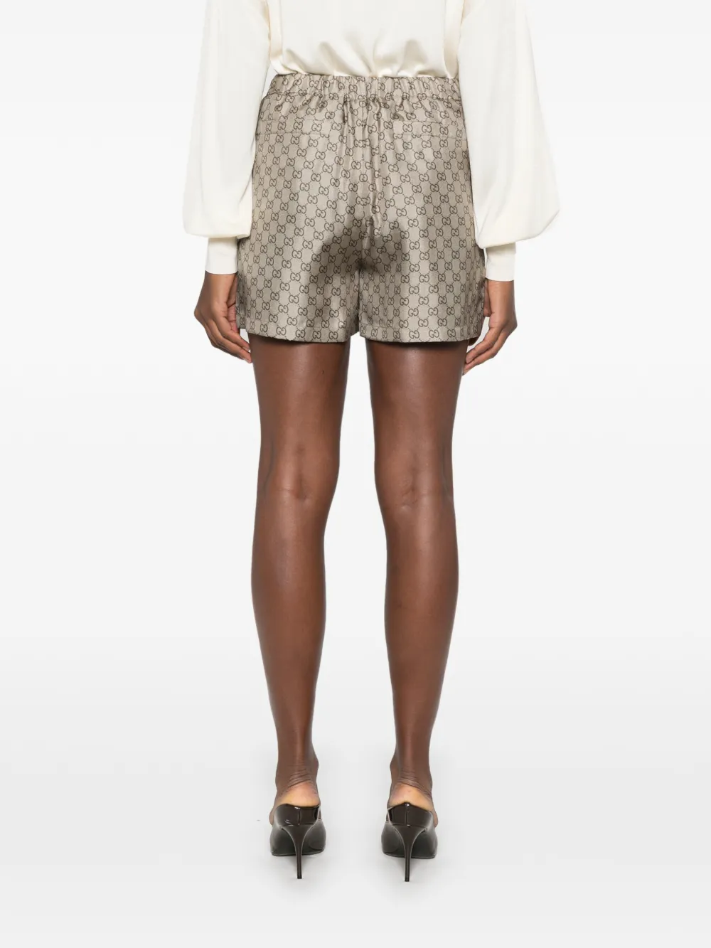 Gucci Zijden twill shorts met print Beige