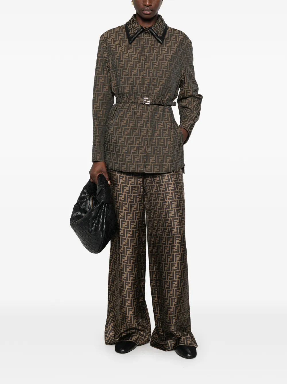 FENDI Palazzo broek met FF-monogram Bruin