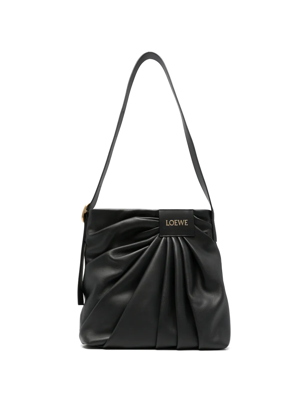 LOEWE Borsa a spalla Draped con logo - Nero