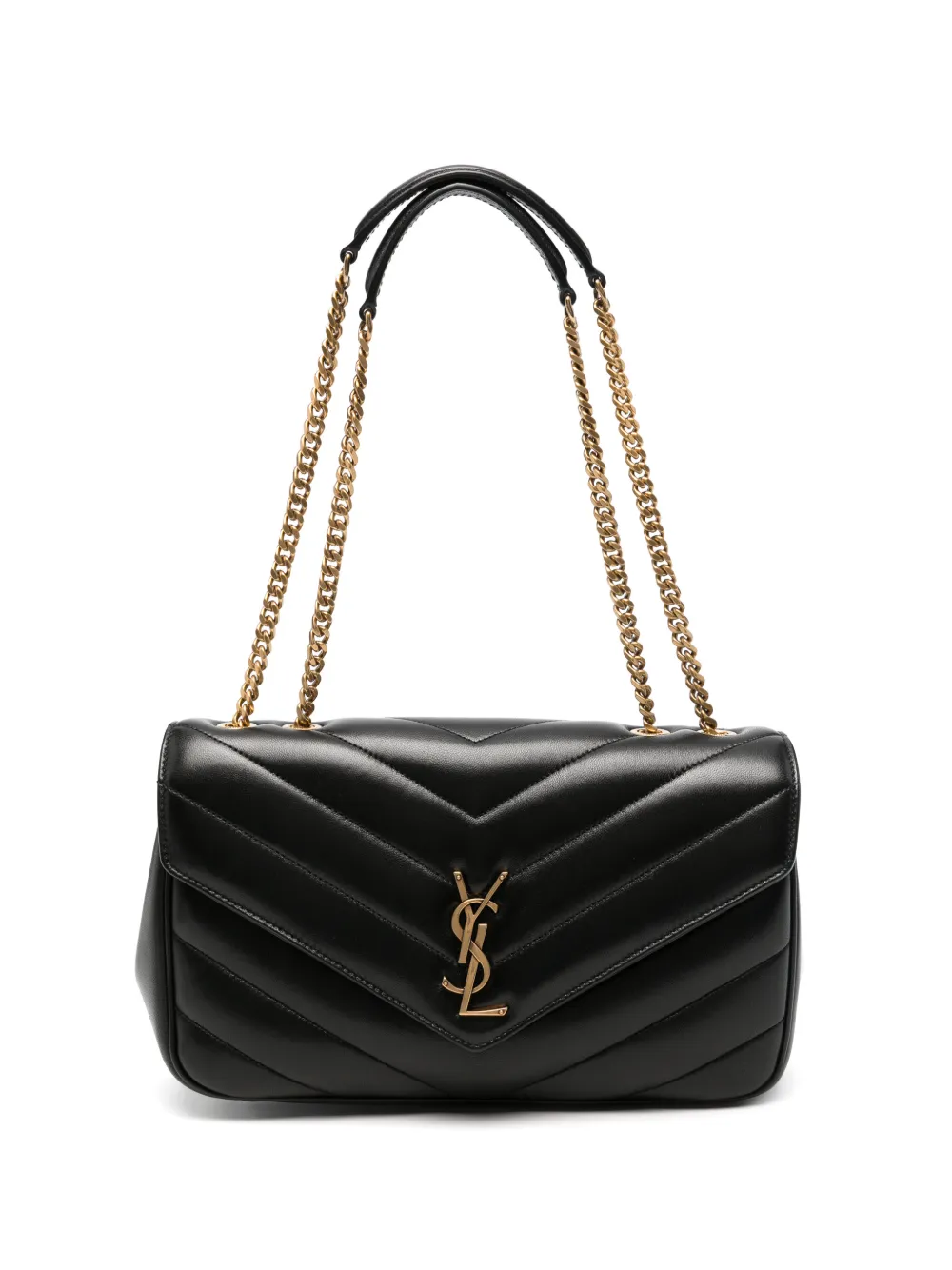 Saint Laurent Loulou medium in matelassé lambskin shoulder bag - Nero