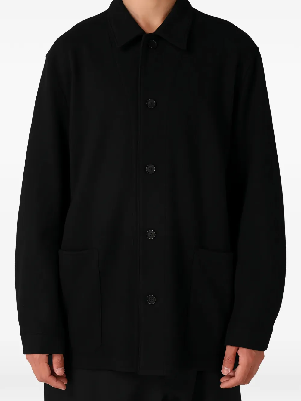 Yohji Yamamoto Jack met opgestikte zak Zwart