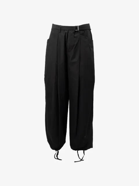 sacai belted drawstring-hem wide-leg trousers