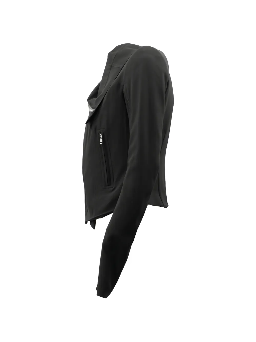 Rick Owens asymmetric-zip funnel-neck jacket - Nero